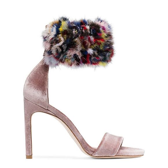 Stuart Weitzman Snowbiz Mink Pink Velvet Stiletto Heel Womens Size 7 - Picture 5 of 15